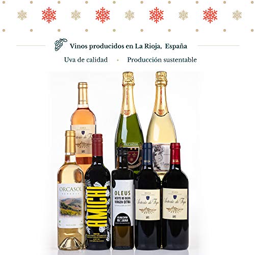 Cesta Navidad de regalo Lote Riojano gourmet / Cestas de Navidad para regalar / Lotes originales de La Rioja de productos gourmet vino tinto Rioja verdejo conservas cava embutidos