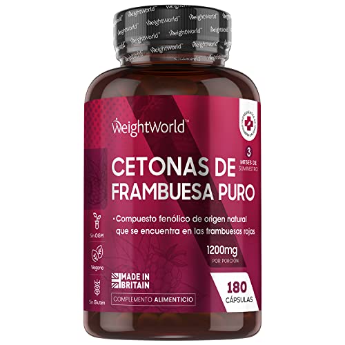 Cetonas de frambuesa Puro 1200mg 180 Cápsulas Veganas 3 Meses de Suministro - Dieta Keto Suplemento Rico De Cetonas De Frambuesa, Fuente Rica en Cetonas Exógenas Fabricado en Reino Unido, Sin Gluten