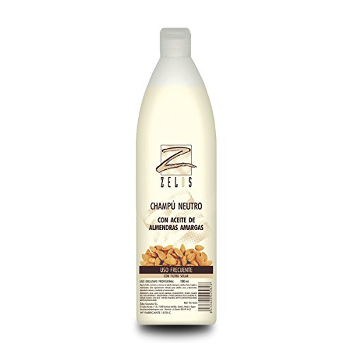 Champú Neutro Profesional con Aceite de Almendras Amargas - 1 Litro - Uso Diario - Proporciona Brillo y Nutrición - Ideal para cabello fino y frágil - Zelos