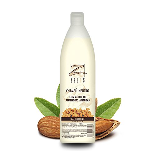 Champú Neutro Profesional con Aceite de Almendras Amargas - 1 Litro - Uso Diario - Proporciona Brillo y Nutrición - Ideal para cabello fino y frágil - Zelos