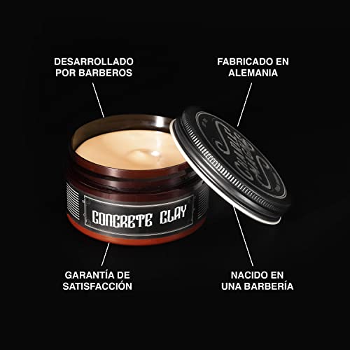 Charlemagne Concrete Clay Pomade – Agarre super fuerte – Pomada mate – Hair Wax – Cera capilar para hombres – 100ml – Brillo moderado, no graso – Crema para peinar - Cera de pelo hecha en Alemania