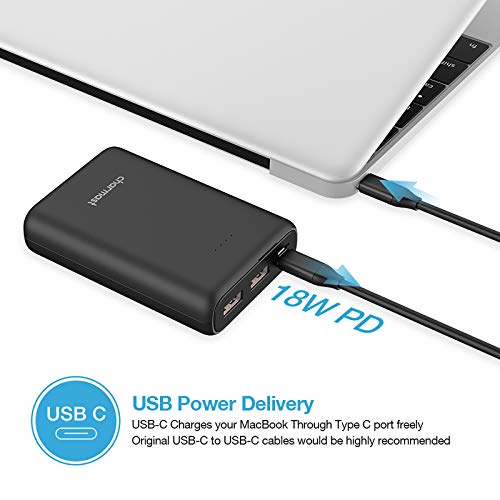 Charmast Mini Power Bank 10400mAh Cargador Portátil Batería Externa Carga Rápida[18W PD/USB Type-C] Batería Portátil QC4.0 con 2 Entradas&3 Salidas Compatible con Smartphones, Tablets y Más