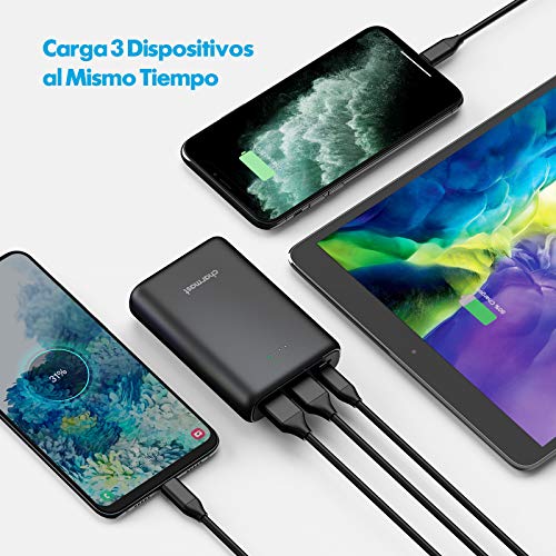 Charmast Mini Power Bank 10400mAh Cargador Portátil Batería Externa Carga Rápida[18W PD/USB Type-C] Batería Portátil QC4.0 con 2 Entradas&3 Salidas Compatible con Smartphones, Tablets y Más