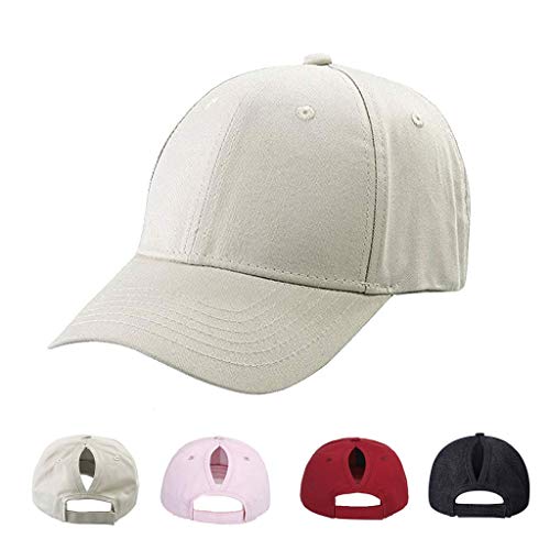 CheChury Gorra de Béisbol Mujer Cola de Caballo Ajustable Sombreros Classic Moda Color Sólido Gorra De Visera Sport Transpirable Casuales Sombrero