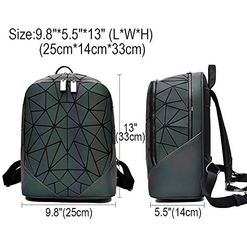 Chenrry Mochila Geométrica Mochilas de Moda Luminosa Mujer Holografica Bolsa de Hombro Reflectante Escuela de Viaje Mochila de La Universidad