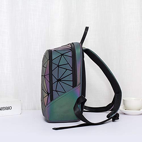 Chenrry Mochila Geométrica Mochilas de Moda Luminosa Mujer Holografica Bolsa de Hombro Reflectante Escuela de Viaje Mochila de La Universidad