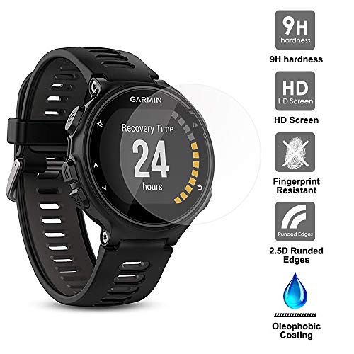 CKANDAY 4 Pantalla Protector de Paquetes Compatible con Garmin Forerunner 735XT, película Protectora de Vidrio Templado Reloj Inteligente para 735 XT Anti-Scratch 0.3mm 2.5D High Definition 9H Shield