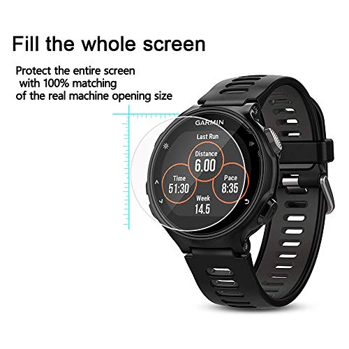 CKANDAY 4 Pantalla Protector de Paquetes Compatible con Garmin Forerunner 735XT, película Protectora de Vidrio Templado Reloj Inteligente para 735 XT Anti-Scratch 0.3mm 2.5D High Definition 9H Shield