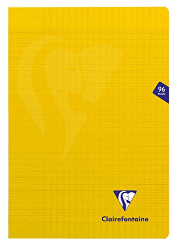 Clairefontaine 294161AMZ Lot de 4 Cahiers Agrafés Mimesys - A4 21x29,7 cm - 96 Pages Grands Carreaux - Papier Blanc 90 g - Couverture Polypro (Bleu, Rouge, Jaune, Vert)