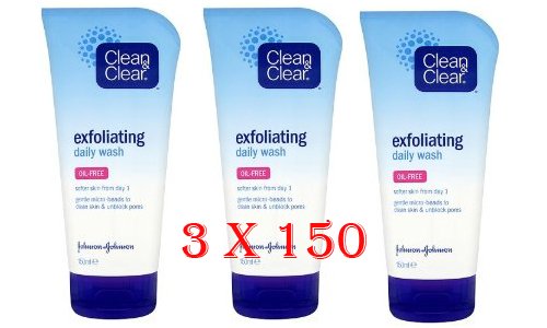 Clean & Clear exfoliante de lavado diario, paquete triple de 3 unidades de 150 ml [cuidado personal]