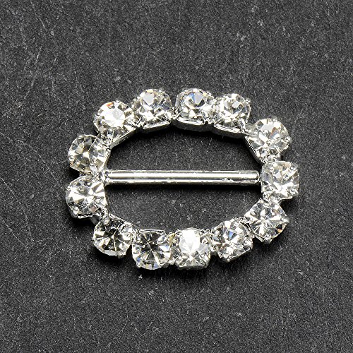 Club Verde Diamante Oval Hebilla de Cinta, Plata, 1,5 x 1,3 cm, 10 por Paquete