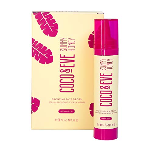 Coco & Eve Sunny Honey - Bronceador facial en gotas - Hidratante con ácido hialurónico - Sérum de bronceado gradual y natural - Para estar moreno sin exponerse al sol - 30ml (Medium)