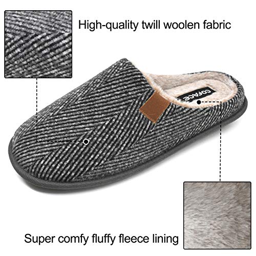 COFACE Zapatillas de Estar en Casa Hombre Tartán Invierno Cálido Forro de Felpa Pantuflas Alta Densidad Espuma de Memoria Zapatos con Antideslizante Suela