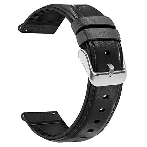 Coholl Correa Compatible con Huawei Watch GT 2/Huawei 46mm Sport/Classic/Active/Elite,Correa de Repuesto Cuero Hebilla Liberación Rápida para 22 mm cuero,Negro