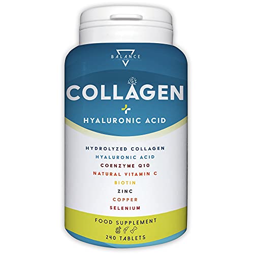 COLAGENO HIDROLIZADO 2000MG - 240 TABLETAS | Colageno con Acido Hialuronico | Colágeno, Ácido Hialurónico, Coenzima Q10, Vitamina C, Biotina y Zinc para Piel, Cabello, Huesos y Articulaciones