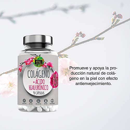 Colágeno Marino 90 Cápsulas – Colageno Marino Con Ácido Hialurónico Q10| Vitamina C y Ácido Hialurónico | Suplemento - Piel Radiante - Buen Mantenimiento de las Articulaciones| Aquisana