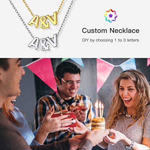 Colgante Letra Alfabética V Plata de Ley 925 Collares Mujeres con Nombres Personalizados Colores Platino Joyerías Simples de Moda para Cumpleaños