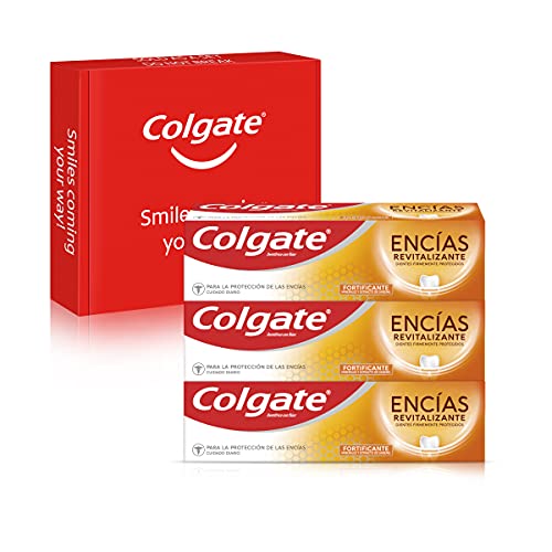 Colgate Encías Revitalizante Fortificante, Pasta de Dientes, Protección Encías, Cuidado Diario Antibacteriano, Pack 3 Uds x 75ml