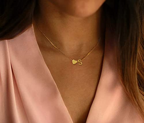 Collar de mujer, Nombre personalizado, Collar con Nombre Inicial Chapado en Oro joyería de Mejor Amiga Regalo de Mujer Regalo personalizado para ella (V, Gold)