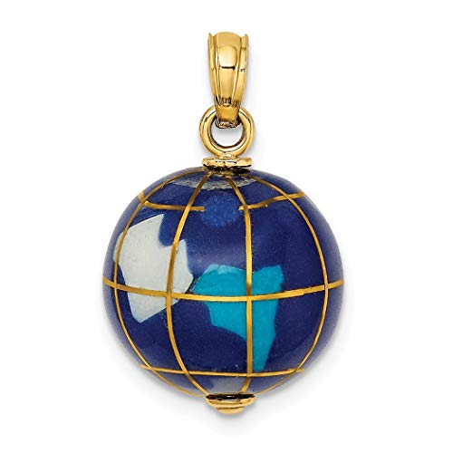 Collar de oro de 14 quilates 3 d esmalte mundo globo colgante joyería regalos para mujeres