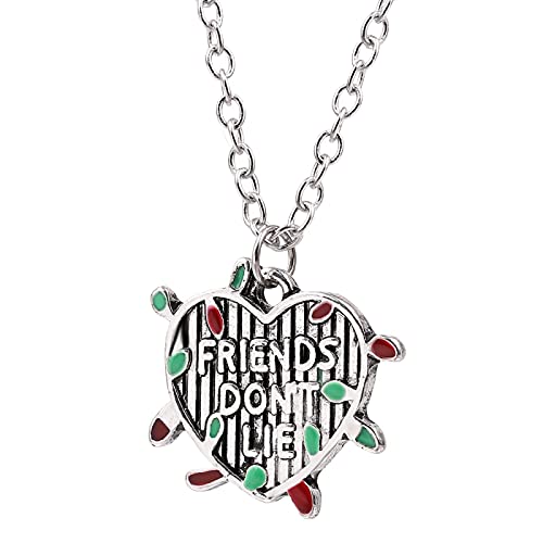 Collar Stranger Things para mujer "Friends Don'T Lie ", collar de estrella de cinco puntas con colgante de corazón para mejor amiga regalo joyas