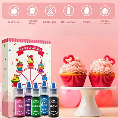 Colorante Alimentario Set 8 Colores Abree colorantes alimentarios reposteria Liquido Food Colouring Alto Concentrado para Colorear Pasteles Macaron Galletas Rosquillas