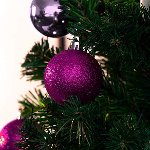 com-four® Conjunto de decoración de árbol de Navidad de 47 Piezas en Tonos violetas - Bolas de árbol de Navidad + Tapa de árbol de Navidad en Diferentes tamaños y Colores (47 Piezas - Violeta)