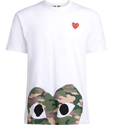 Comme des Garçons Play T-Shirt Bianca Cuore Camouflag - XXL