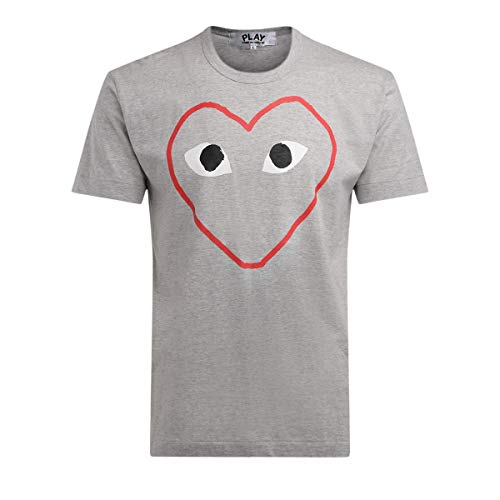 Comme des Garçons Play T-Shirt Grigio Cuore VUOTO - L