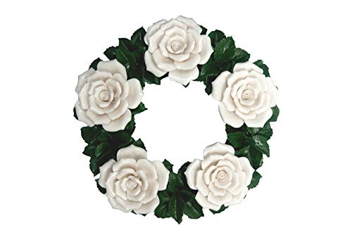 Corona de cerámica - Rosas - Composición floral artificial - Idea de regalo - Decoración para el Hogar, Jardín y Cementerio - Flores funerarias - Tumba de flores - Ø 30 cm - resistente a la intemperie