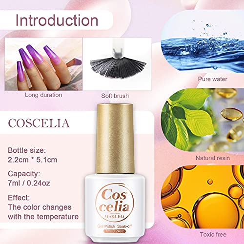 COSCELIA Esmalte Semipermanente Para Uñas Camaleón Térmico Semi Permanente Camaleón Kit Uñas de Gel de 10 Colores Esmalte en Gel con Cambio de Color de Temperatura