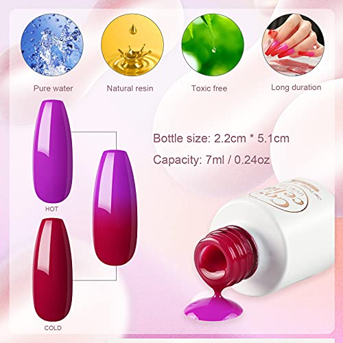 COSCELIA Esmalte Semipermanente Para Uñas Camaleón Térmico Semi Permanente Camaleón Kit Uñas de Gel de 10 Colores Esmalte en Gel con Cambio de Color de Temperatura