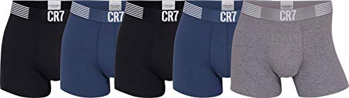 CR7 CRISTIANO RONALDO CR7 5-Pack Men's Cotton Trunk Baadores Ajustados para Hombre, Negro, Negro, Azul, Gris Claro, L