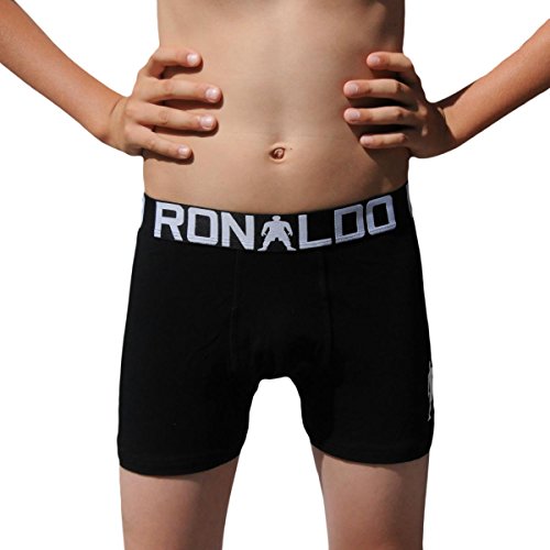 CR7 CRISTIANO RONALDO Underwear, bóxer Boys, Pack de 2, para niños, Suave y Ultra cómodo, 95% algodón 5% elastán, Negro/Blanco, 4-6 Años