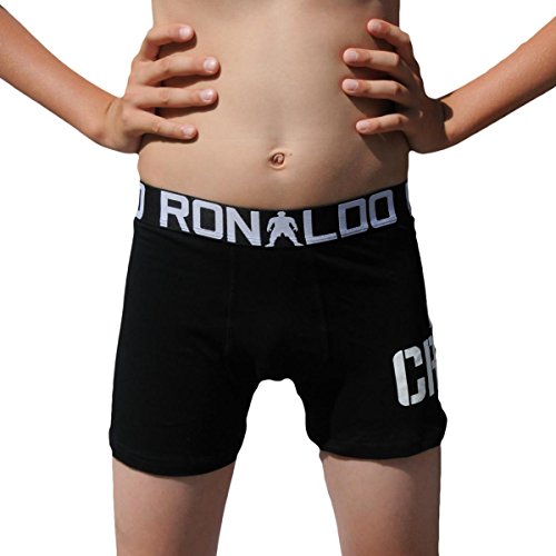 CR7 CRISTIANO RONALDO Underwear, bóxer Boys, Pack de 2, para niños, Suave y Ultra cómodo, 95% algodón 5% elastán, Negro/Blanco, 4-6 Años