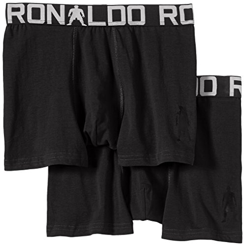 CR7 CRISTIANO RONALDO Underwear, bóxer Boys, Pack de 2, para niños, Suave y Ultra cómodo, 95% algodón 5% elastán, Negro/Blanco, 4-6 Años