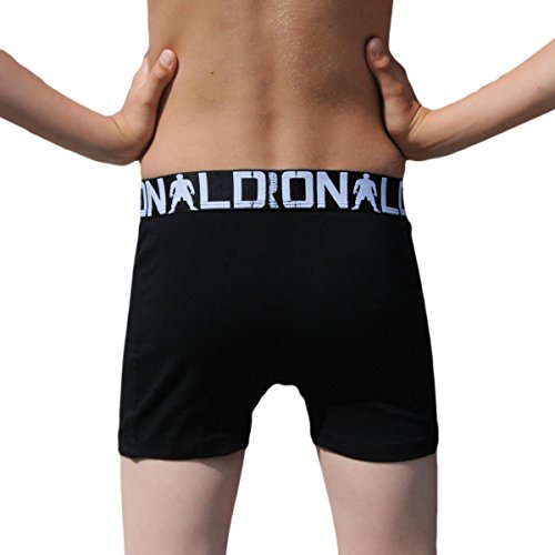 CR7 CRISTIANO RONALDO Underwear, bóxer Boys, Pack de 2, para niños, Suave y Ultra cómodo, 95% algodón 5% elastán, Negro/Blanco, 4-6 Años