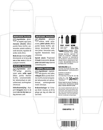 Crab apple o Manzano silvestre (Malus pumila) Flores de Bach Naturalma | No. 10 | Gotas 30 ml | Extracto líquido sin alcohol | Esencias florales | Vegano y libre de alcohol