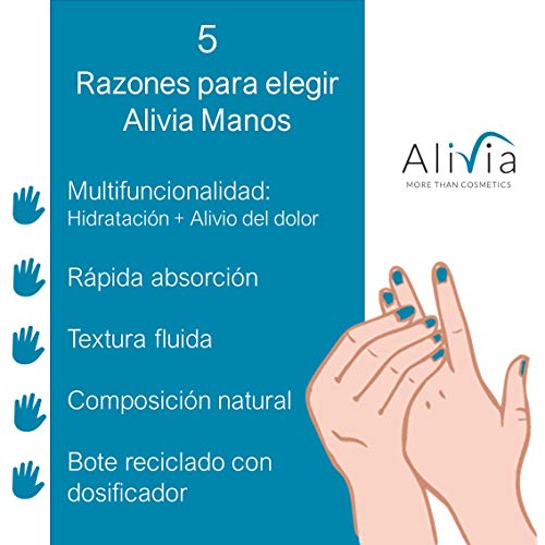 Crema de Manos Alivia, 200 ml. Hidratante, reparadora y antiinflamatoria para alivio del dolor de manos. Alivia, cosmética natural para sentirse bien.