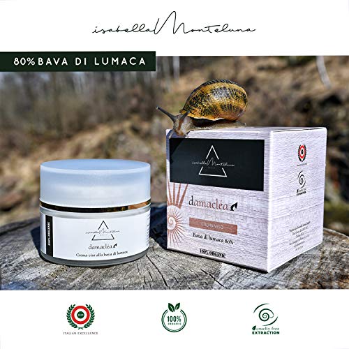 Crema facial de baba de caracol 80% con manteca de karité y aceite de argán crema antiarrugas biológica hidratante para acné manchas cicatrices antiedad para rostro cuello y escote 100% Made in Italy