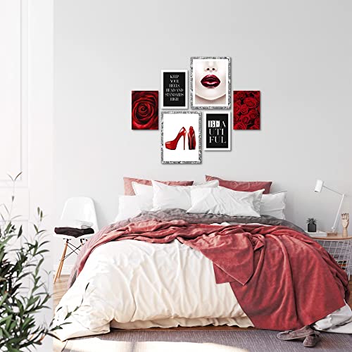 Cuadros Fashion - CON ESTILO, NO SE REQUIERE MARCO - Moderno Collage Rojo - Sala Dormitorio - N019063a