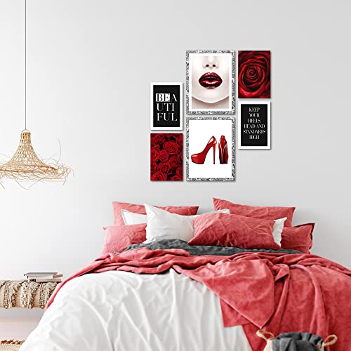 Cuadros Fashion - CON ESTILO, NO SE REQUIERE MARCO - Moderno Collage Rojo - Sala Dormitorio - N019063a