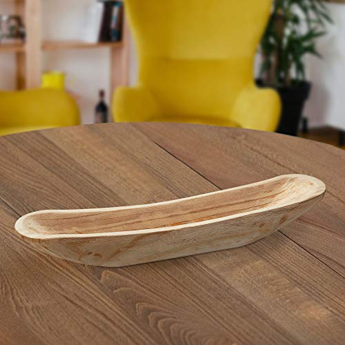 Cuenco decorativo de madera con forma de barco de Paulownia de madera de 60 x 12 cm (1 cuenco decorativo de 12 cm)