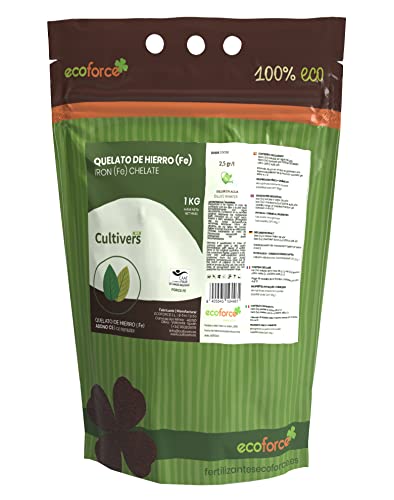 CULTIVERS Quelato de Hierro Fertilizante Ecológico de 1 Kg. Reverdeciente anticlorosis. Nutriente Fundamental para Las Plantas (6% Fe-EDDHA orto orto 4,8 % ). Force Fe