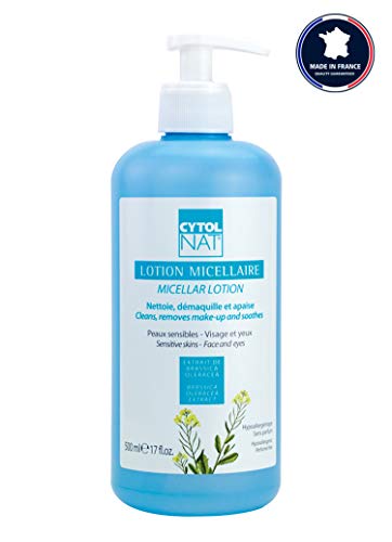 CYTOLNAT® Loción Micelar 500 ml - Limpiadores - Desmaquillante y Calmantes - Piel sensible - Cara y Ojos - Hipoalergénico - Sin Perfume.