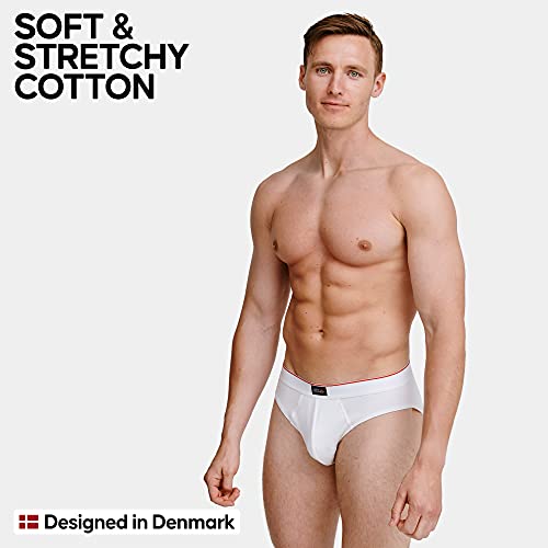 DANISH ENDURANCE Slip para Hombre en Coton Pack de 6 (2 x Negro, 2 x Blanco, 1 x Gris, 1 x Negro/línea roja), Large