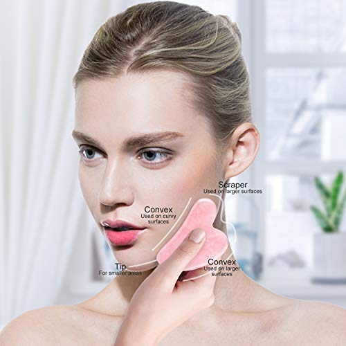 Deciniee Gua Sha, Piedra Gua Sha Facial Gua Sha Cuarzo Rosa Jade Gua Sha para Rostro y Cuerpo Piedra Masaje Facial Herramienta de Masaje