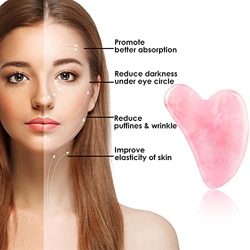 Deciniee Gua Sha, Piedra Gua Sha Facial Gua Sha Cuarzo Rosa Jade Gua Sha para Rostro y Cuerpo Piedra Masaje Facial Herramienta de Masaje