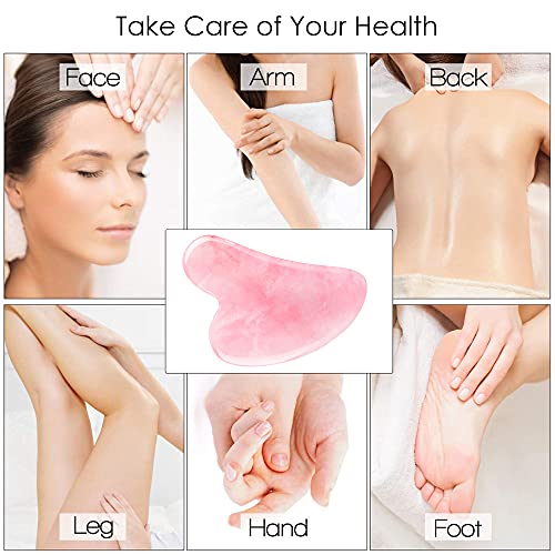 Deciniee Gua Sha, Piedra Gua Sha Facial Gua Sha Cuarzo Rosa Jade Gua Sha para Rostro y Cuerpo Piedra Masaje Facial Herramienta de Masaje