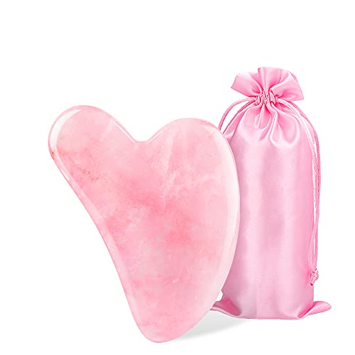 Deciniee Gua Sha, Piedra Gua Sha Facial Gua Sha Cuarzo Rosa Jade Gua Sha para Rostro y Cuerpo Piedra Masaje Facial Herramienta de Masaje